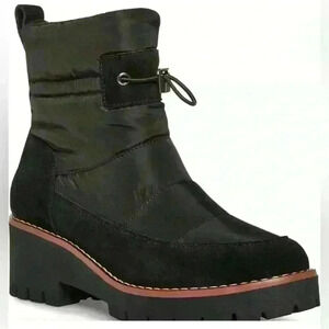 Blondo Darci Puffer Waterproof‎ Black Suede And Nylon Chunky Bootie size 9.5
